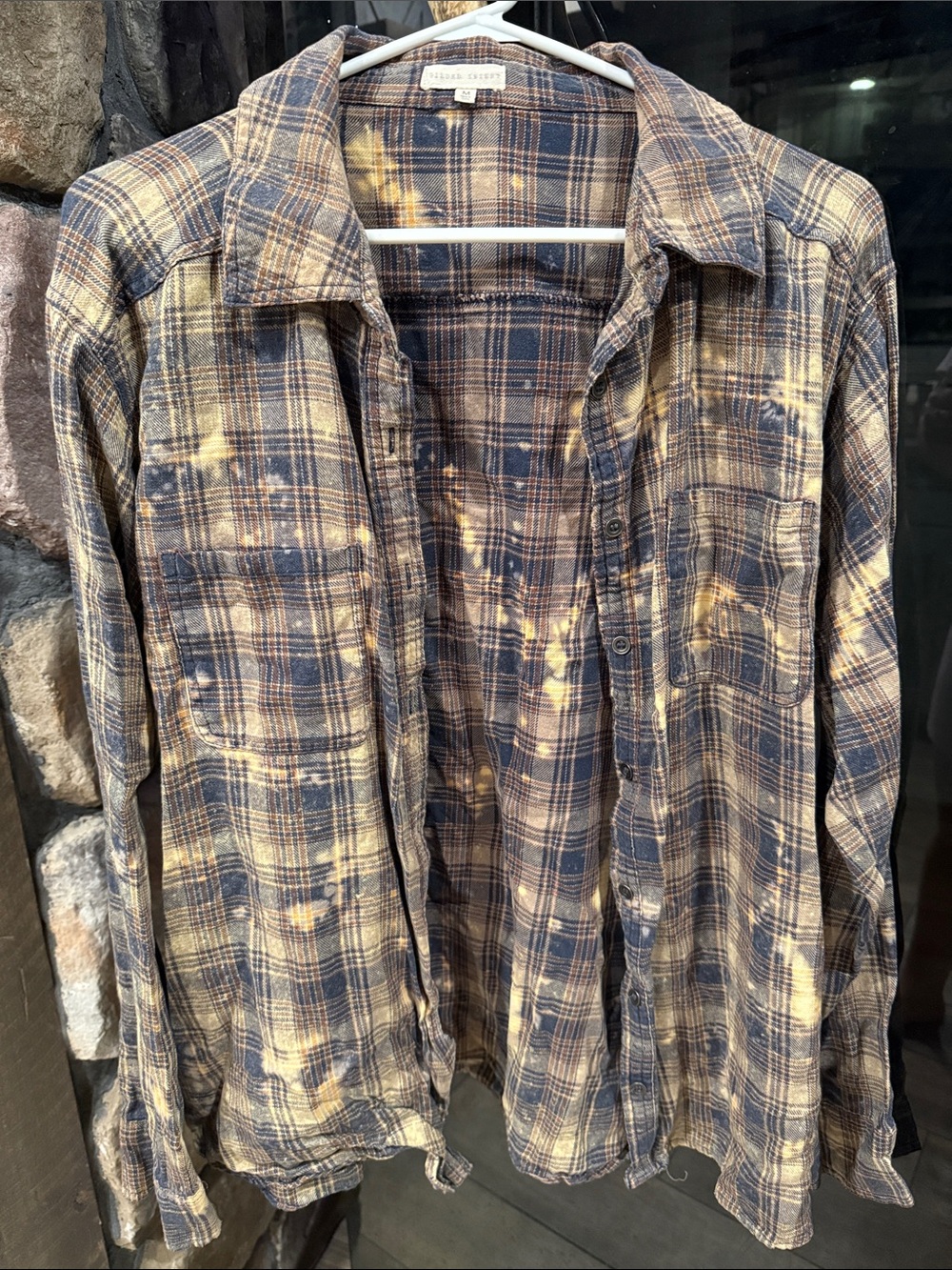 Gilded Intent Navy and Yellow Plaid Button-Up Shirt